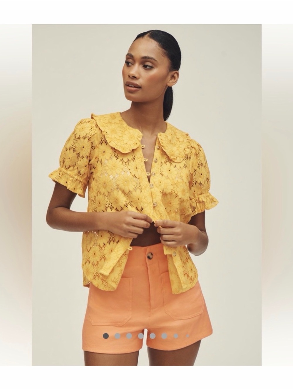 Pilcro Keira Lace Blouse in Yellow Women’s XL